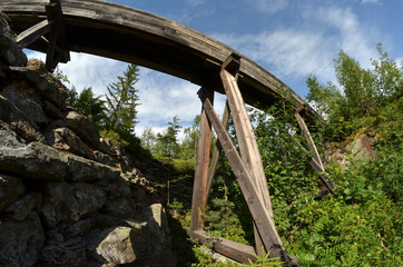 Abandoned mining village in the forest. Norway