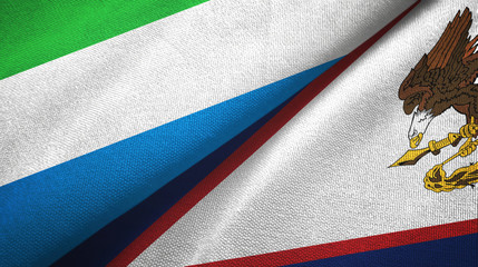 Sierra Leone and American Samoa two flags textile cloth, fabric texture