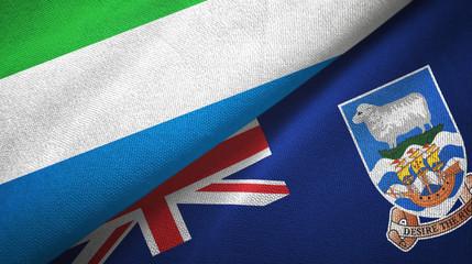 Sierra Leone and Falkland Islands two flags textile cloth, fabric texture