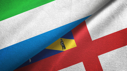 Sierra Leone and Herm two flags textile cloth, fabric texture
