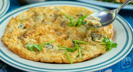 Thai food omelette with minced pork