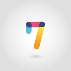 Vector colorful number seven logo design template