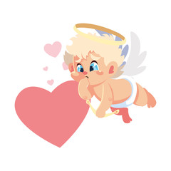 Obraz na płótnie Canvas cupid angel aiming an arrow, valentines day
