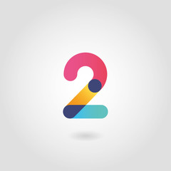 Vector colorful number two logo design template