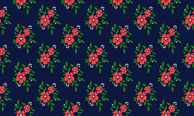 Fototapeta na wymiar Cute flower pattern background for Christmas, with unique drawing of leaf and floral.