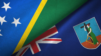 Solomon Islands and Montserrat two flags textile cloth, fabric texture