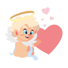 cute cupid angel on white background , valentines day