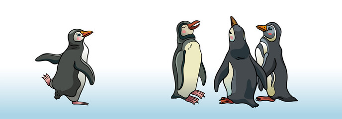 Set of magellanic penguins.