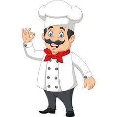 Cartoon happy chef with ok sign