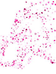Hearts confetti flying vector background graphic design.