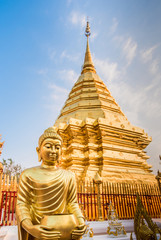 Fototapeta premium Golden Buddha statue at Wat Phra That Doi Suthep (Chiang Mai, Thailand)