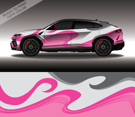 Car wrap decal design vector, custom livery race rally car vehicle sticker and tinting.