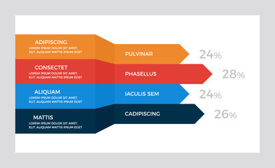 Set of orange, red and dark blue elements for infographic presentation slides with charts, graphs, steps, timeline, arrows, number options.