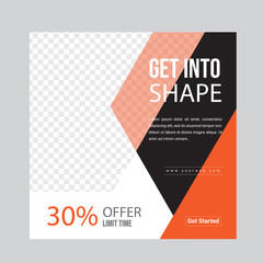 Fitness gym social media post or square flyer template
