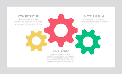 Set of yellow and red, green elements for infographic presentation slides with charts, graphs, steps, circles, arrows, number options.
