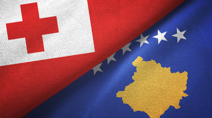 Tonga and Kosovo two flags textile cloth, fabric texture