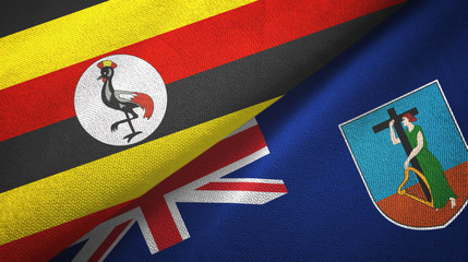 Fototapeta premium Uganda and Montserrat two flags textile cloth, fabric texture