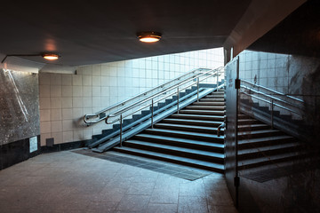 Stairs leading to the top of the pedestrian underpass