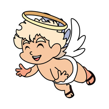 cute cupid angel on white background , valentines day
