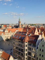 Naklejka na ściany i meble Panoramic view of the city of Wroclaw against the blue sky