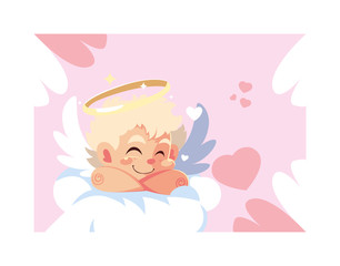 cupid angel sleeping on a cloud, valentines day