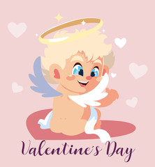 greetings card for valentines day, sweet cupid angel