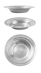 Stainless plate on white background.