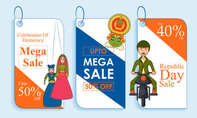 Sale Promotion Advertisement banner for 26th January, Happy Republic Day of India in vector background