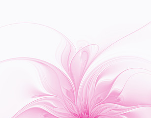 Abstract fractal pink flower on a white background