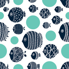 Leuke vis. Kinderen achtergrond. Naadloze patroon. Kan worden gebruikt in de textielindustrie, papier, achtergrond, scrapbooking.