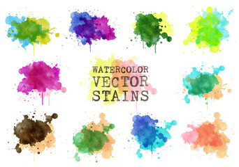 watercolor vector splash stains set for texts and logos