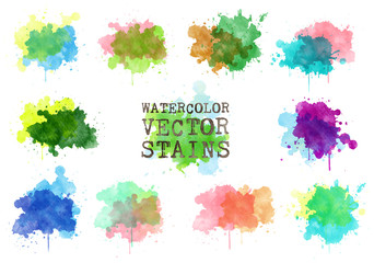 watercolor vector splash stains set for texts and logos