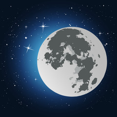 illustration Of Full Moon and Stars Background