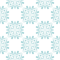 Floral seamless pattern. Blue flowers on white background