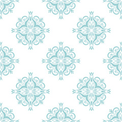 Floral seamless pattern. Blue and white background