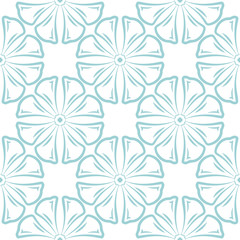 Floral blue seamless pattern on white background. Flowers design