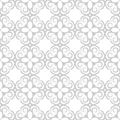 Fototapeta na wymiar Floral seamless pattern. Monochrome white background with gray flowers