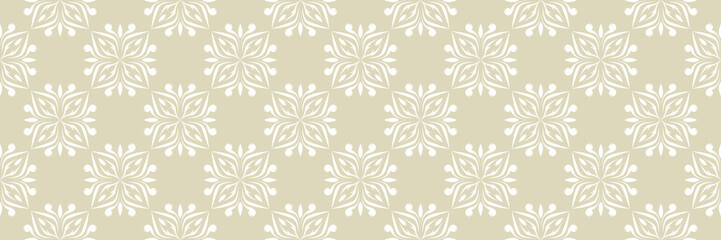 Fototapeta na wymiar Floral seamless pattern. White flowers on olive green background