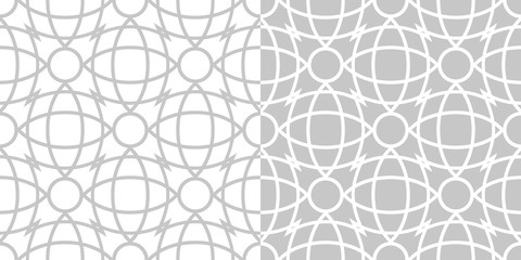 Arabic seamless patterns compilation. Gray and white backgrounds