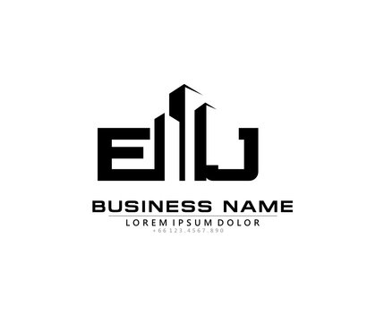 E J EJ Initial building logo concept