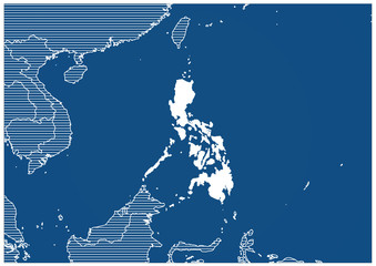 Asia zone Phillipines Blue print map classic 