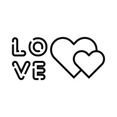 love lettering with hearts isolated icon vector illustration design