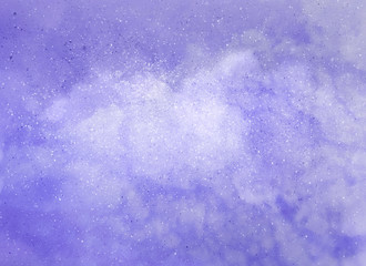 Color sky with clouds as background. Watercolor