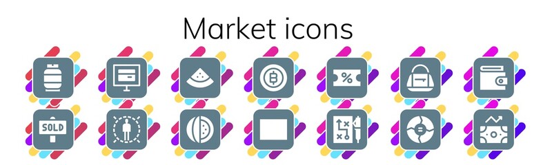 Modern Simple Set of market Vector filled Icons