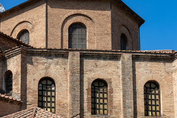 Fototapeta na wymiar Famous Basilica di San Vitale, one of the most important examples of early Christian Byzantine art in western Europe, in Ravenna, region of Emilia-Romagna, Italy