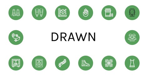 drawn simple icons set