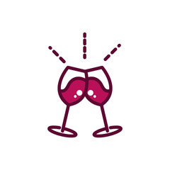 wine glass cheers celebration drink beverage icon line and filled