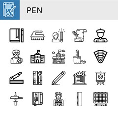 pen simple icons set