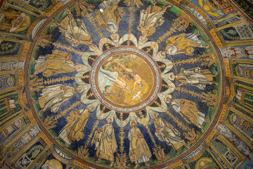  The ceiling mosaic in the Baptistry of Neon in Ravenna. Italy