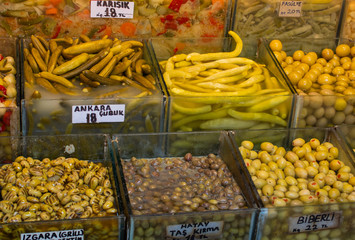 Homemade pickled fermented preserved vegetables for long-term storage